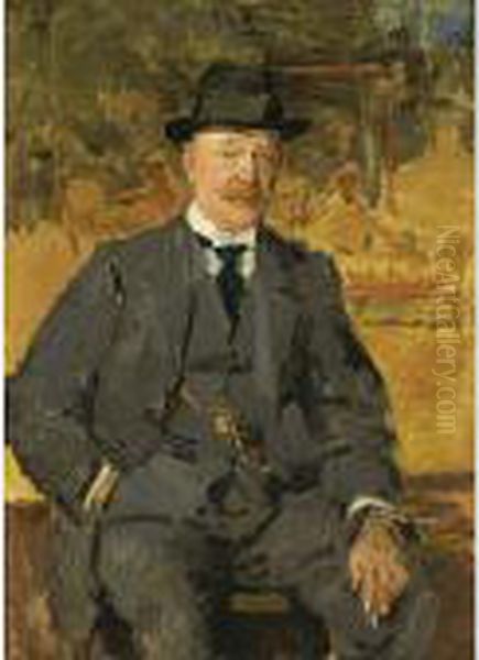 A Portrait Of The Art Dealer J. Slagmulder Oil Painting by Isaac Israels