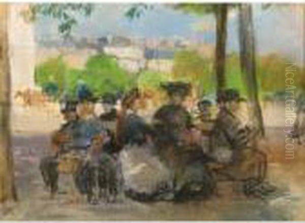 Figures In A Park, Paris Oil Painting by Isaac Israels