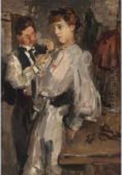 At The Fitting Room, Paquin Oil Painting by Isaac Israels