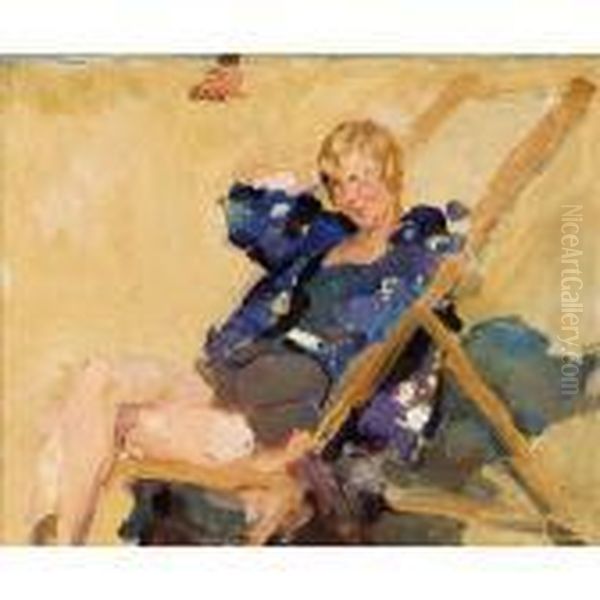 A Lady In A Beach Chair Oil Painting by Isaac Israels