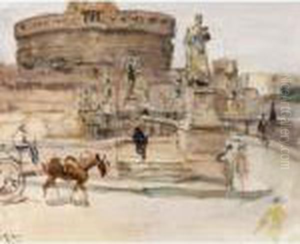 The Castel Sant' Angelo, Rome Oil Painting by Isaac Israels