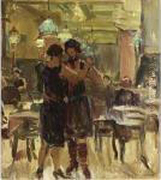 At The Scala Cafe, The Hague Oil Painting by Isaac Israels