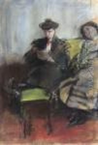 Interieur Met Twee Dames Oil Painting by Isaac Israels