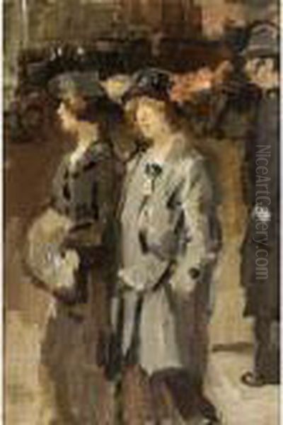 Two Cockney Girls, London Oil Painting by Isaac Israels