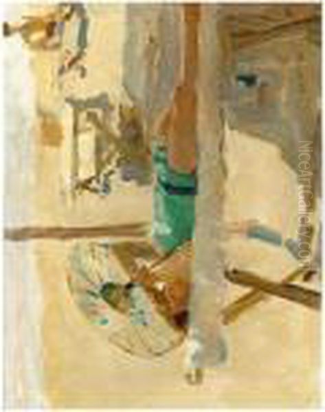 On The Beach, Viareggio Oil Painting by Isaac Israels