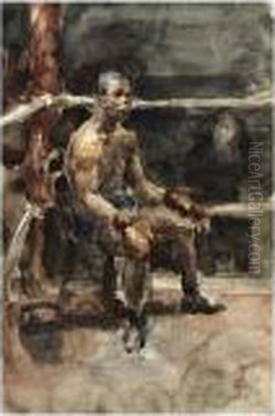 A Boxer ('battling Sicki') Oil Painting by Isaac Israels