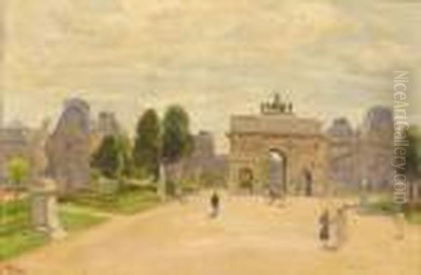 Devant Le Louvre, Jardin Des Tuilleries, Paris Oil Painting by Isaac Israels