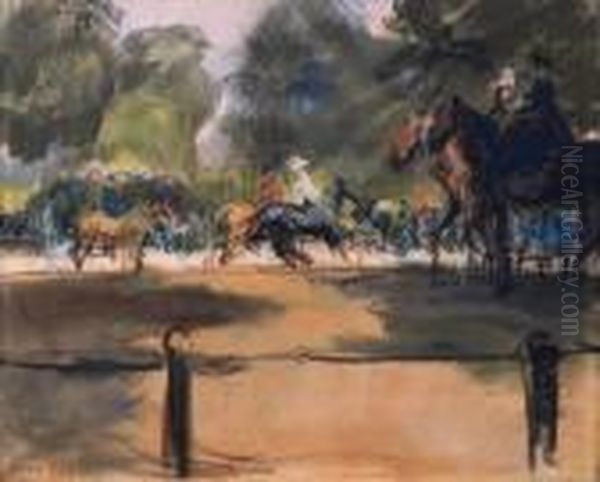 Horseriding On Rotten Row, Hyde Park, London Oil Painting by Isaac Israels