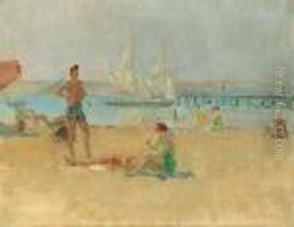 Lido Bij Venetie Oil Painting by Isaac Israels