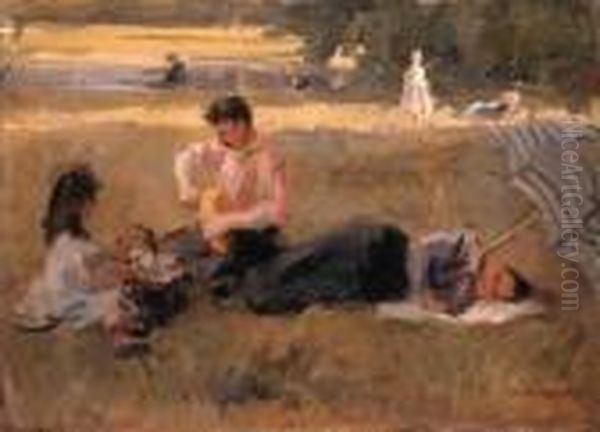 The Picnic, Bois De Boulogne, Paris Oil Painting by Isaac Israels