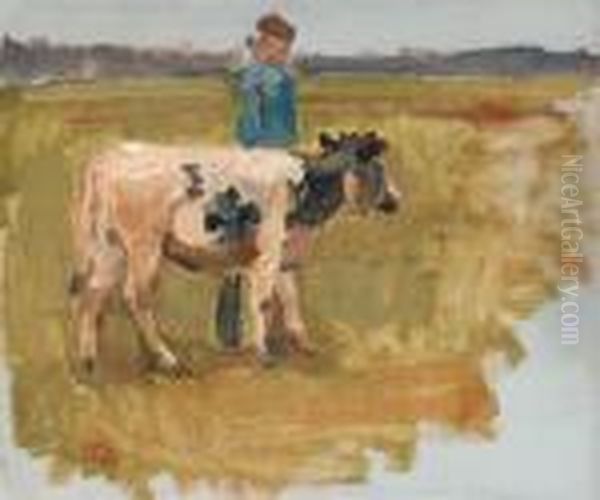 A Peasant And A Cow Oil Painting by Isaac Israels