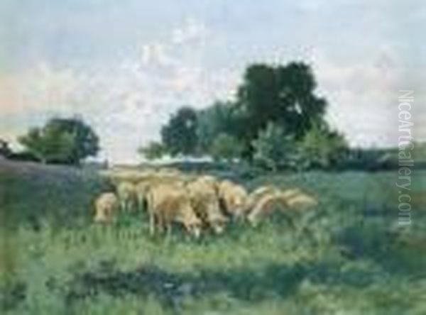 Les Moutons Dans La Prairie Oil Painting by Jozef Israels