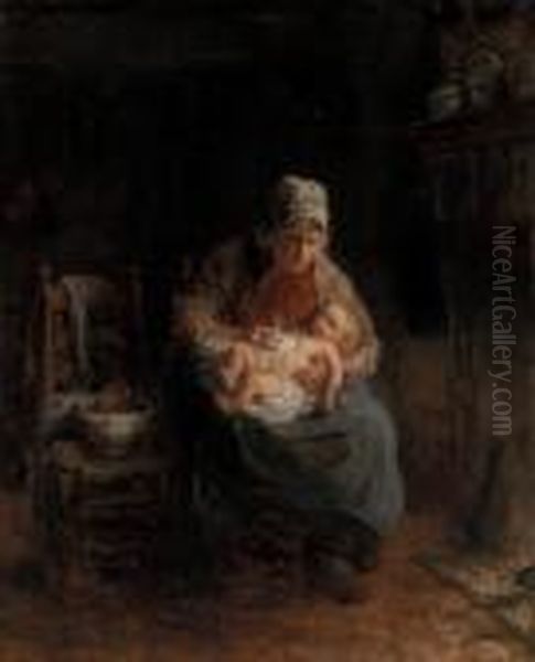 Mother And Child Oil Painting by Jozef Israels