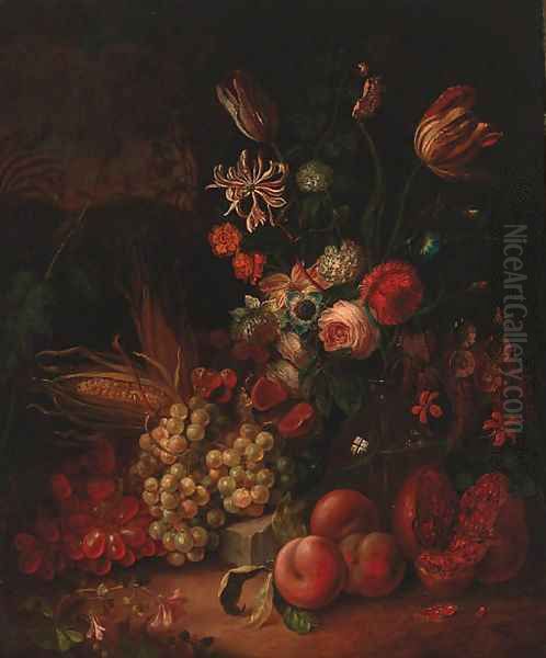 Flowers Oil Painting by Abraham Mignon