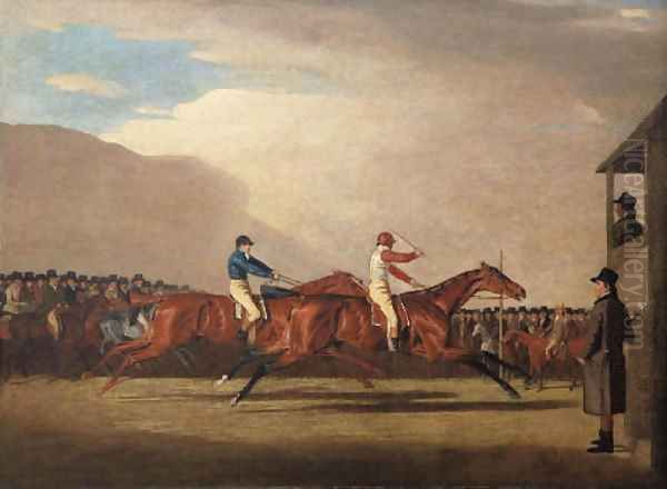 A match between Eagle and Bobtail, at Newmarket, 1804 Oil Painting by Benjamin Marshall