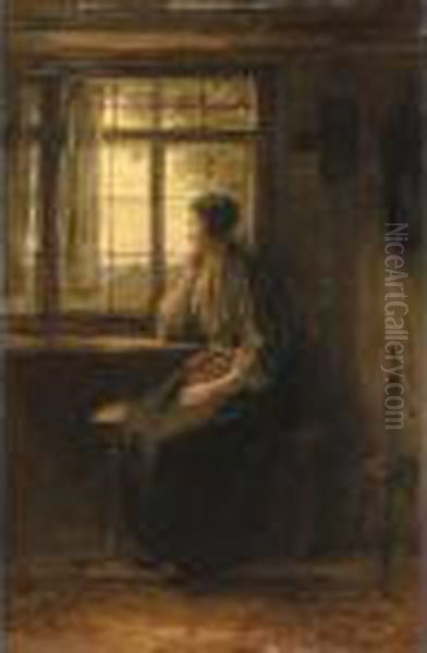 A Moment Of Quiet Contemplation Oil Painting by Jozef Israels