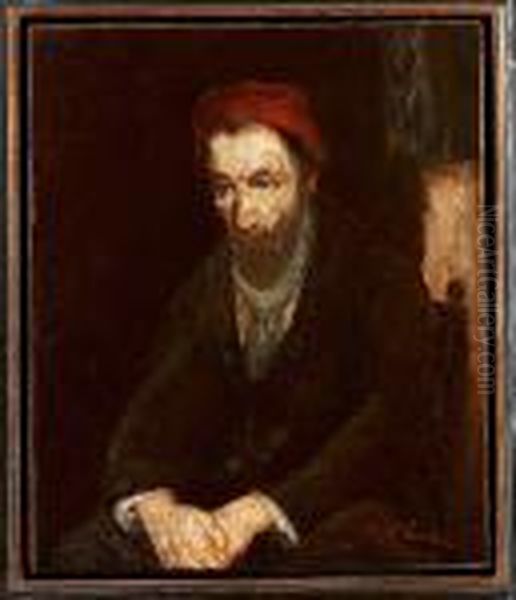 Portrait Of A Jewish Man Oil Painting by Jozef Israels