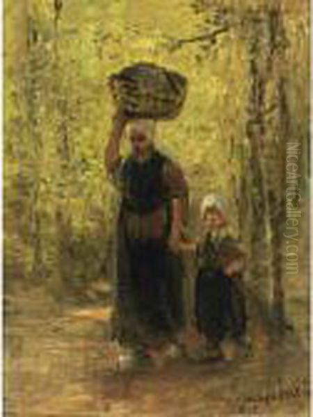 A Mother And Her Child Returning Home Oil Painting by Jozef Israels