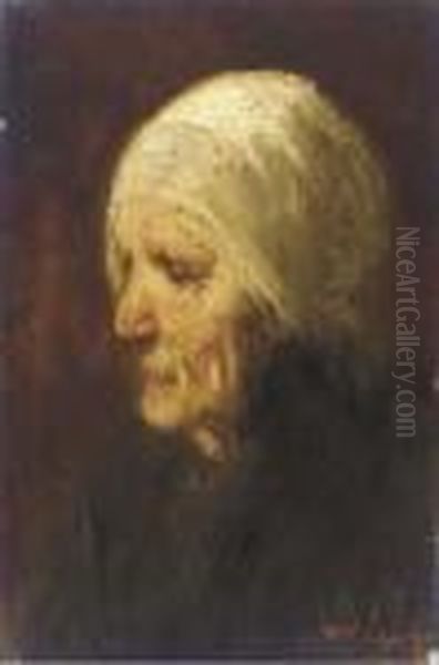 Oud Vrouwtje Oil Painting by Jozef Israels