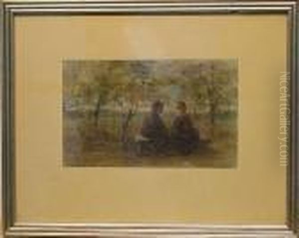 Courting Couple Oil Painting by Jozef Israels