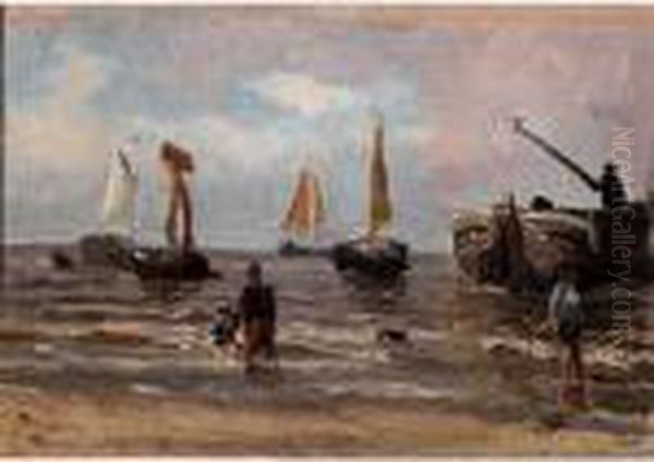 The Return Of The Fisherboats Oil Painting by Jozef Israels