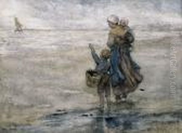 Waving Goodbye To Father Oil Painting by Jozef Israels