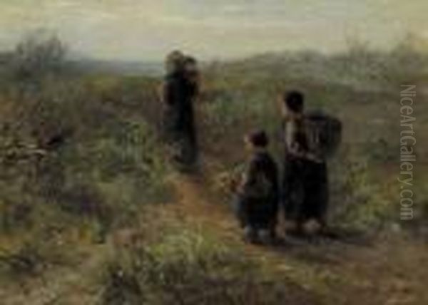 Crossing The Dunes Oil Painting by Jozef Israels