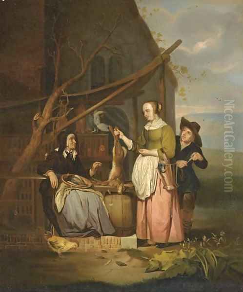 The poultry seller 2 Oil Painting by Gabriel Metsu