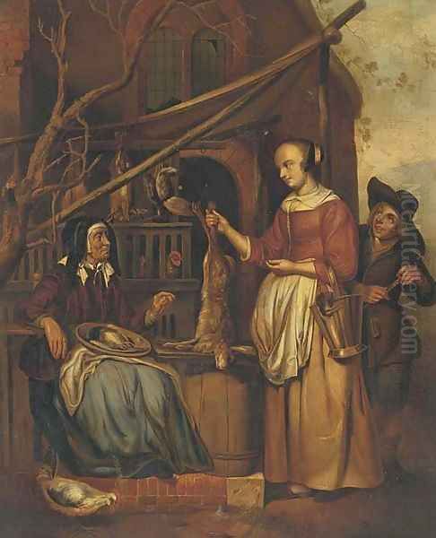 The poultry seller Oil Painting by Gabriel Metsu