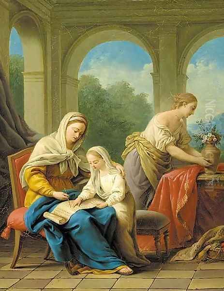 The Education of the Virgin Oil Painting by Giuseppe Mazzola