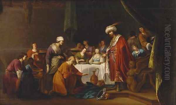 Joseph and Benjamin Oil Painting by Nicolaes Moeyaert