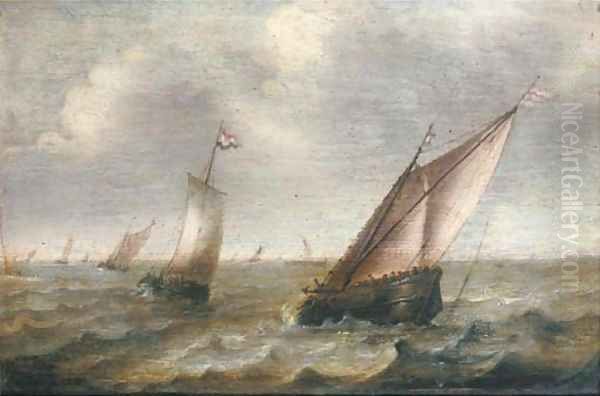 Shipping on choppy waters Oil Painting by Pieter the Younger Mulier