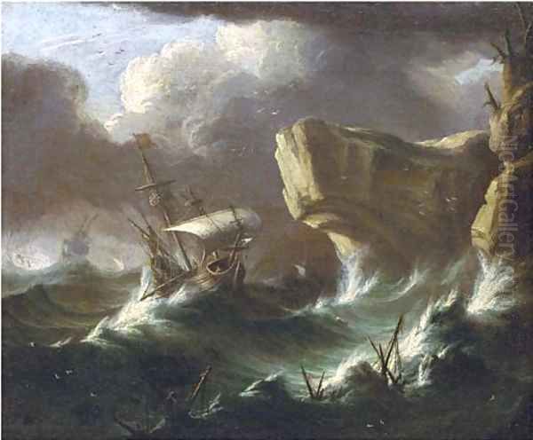 A storm at sea Oil Painting by Pieter the Younger Mulier