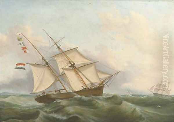 The Pegasus on choppy waters Oil Painting by Casparus Johannes Morel