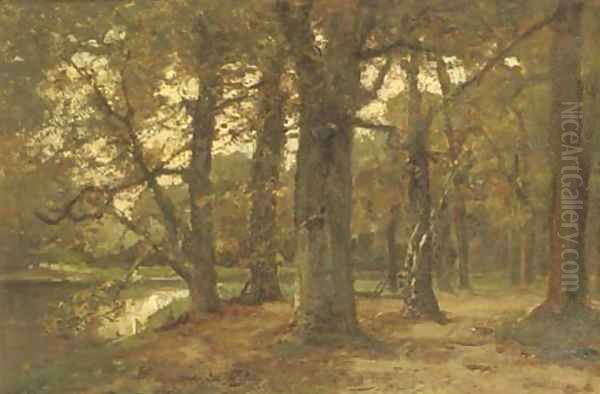 Vijver in 't Haags Bosch a pond in a forest Oil Painting by Frits Mondriaan