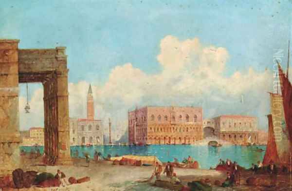 Santa Maria della Salute and The Doge's Palace from the Dogana, Venice Oil Painting by William Meadows