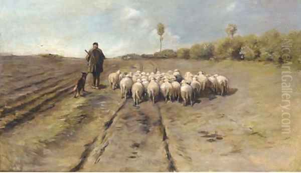 Leading home the flock Oil Painting by Anton Mauve