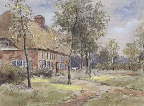 A thatched house in a glade Oil Painting by Anton Mauve