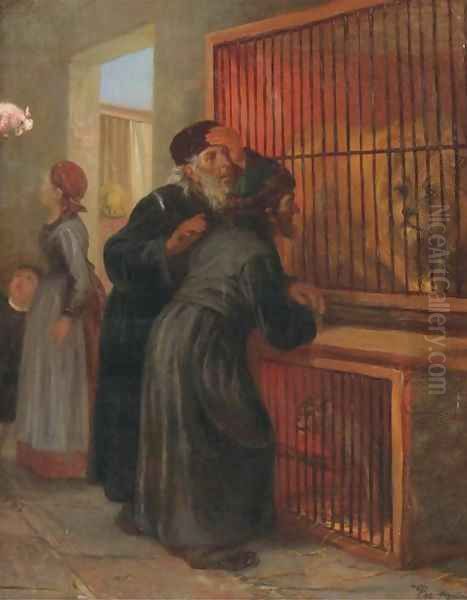 Jewish visitors at the zoo Oil Painting by Paul Friedrich Meyerheim