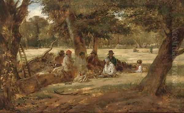 Harvest lunch Oil Painting by William James Muller