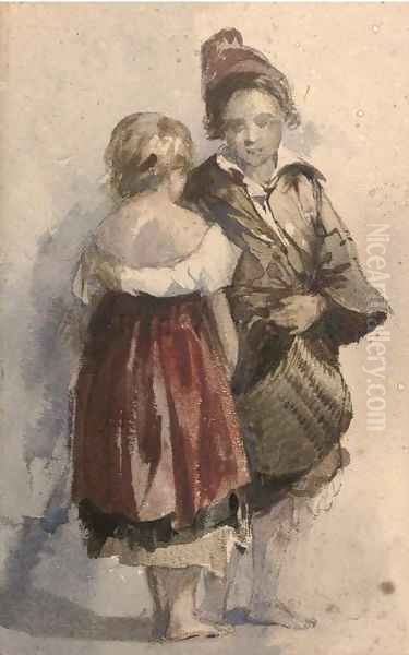 Street urchins Oil Painting by William James Muller