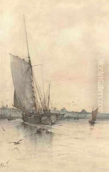 Returning to harbour Oil Painting by Albert Markes