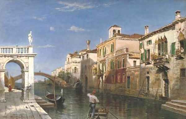 A Venetian canal Oil Painting by Friedrich Ernst Morgenstern