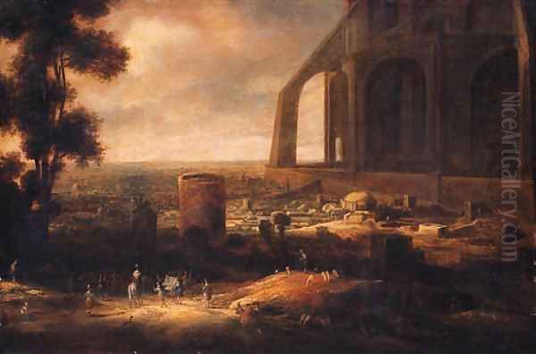 Nimrod overseeing the building of the Tower of Babel Oil Painting by Jan-Christiansz. Micker