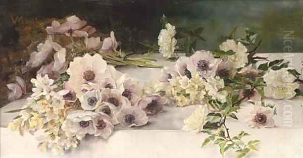 Summer blooms on a table Oil Painting by Princess Victoria Melita