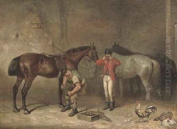 The morning of the hunt Oil Painting by Thomas Hillier Mew