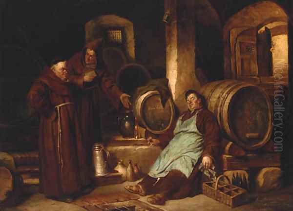 The Drunken Monk Oil Painting by Giuseppe Marastoni