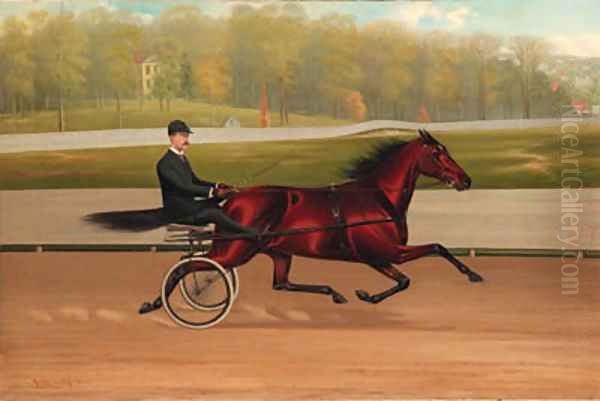 Count Weeks with Trotter in Old Fleetwood Park Oil Painting by John McAuliffe