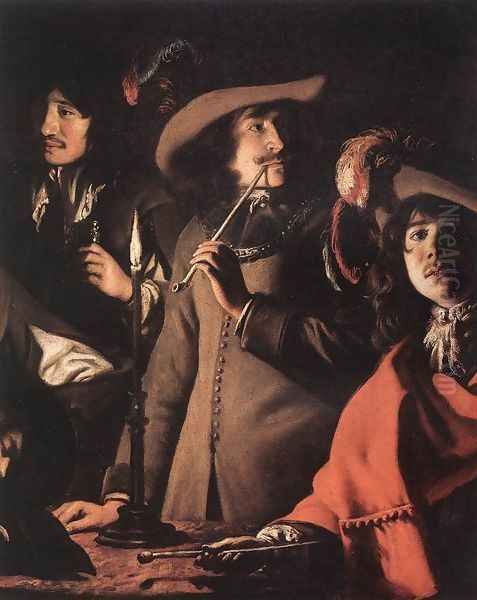 Smokers In An Interior (detail) Oil Painting by Le Nain Brothers