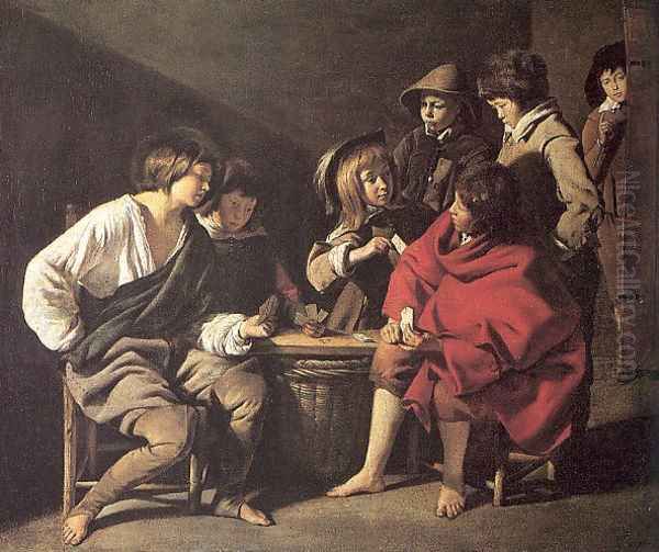 The Young Card Players 1650 Oil Painting by Le Nain Brothers